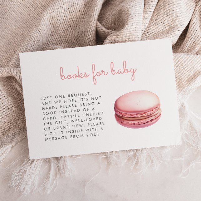Carte D'accompagnement Pink Macaron Baby Shower Books Enclosure Card (Créateur téléchargé)