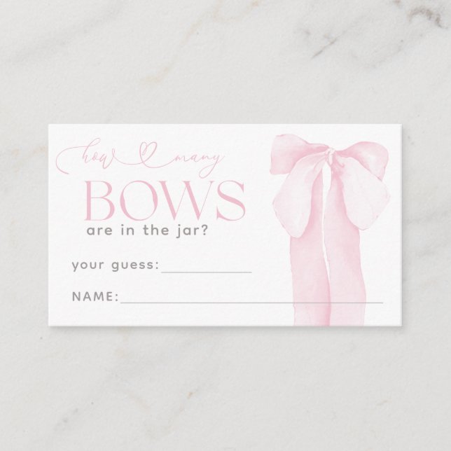 Carte D'accompagnement Pink Minimal Girl Baby shower Guess Bows (Devant)