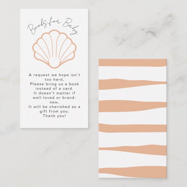 Carte D'accompagnement Pink Nautical Stripes Clamshell Baby Girl Shower (Devant / Derrière)