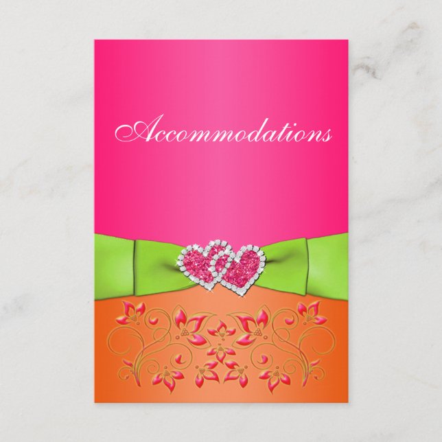 Carte D'accompagnement Pink Orange Lime Floral Coeurs joints Insérer cart (Devant)