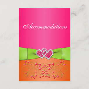 Carte D'accompagnement Pink Orange Lime Floral Coeurs joints Insérer cart