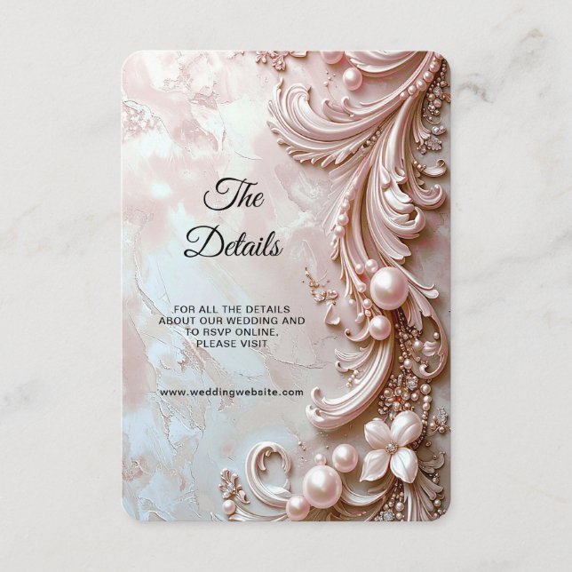 Carte D'accompagnement Pink Ornate Pearl and Floral Detail Enclosure (Devant)