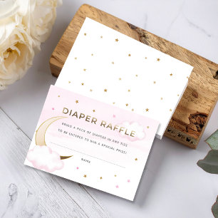 Carte D'accompagnement Pink Over the Moon Diaper Raffle Insert Card