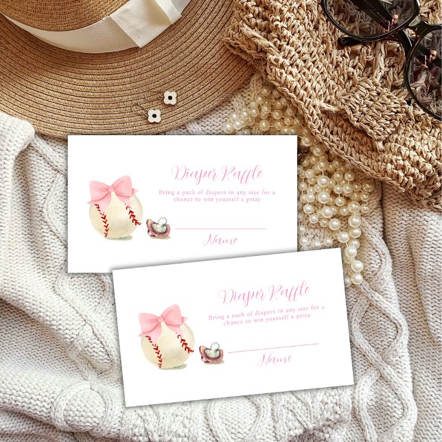 Carte D'accompagnement Pink Pacifier Baseball Diaper Raffle Baby Shower (Pink Pacifier Baseball Diaper Raffle Baby Shower Enclosure Card)