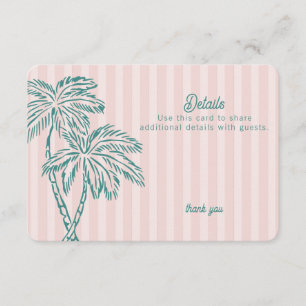 Carte D'accompagnement Pink Palm Springs Pastel Beach Détails Insérer
