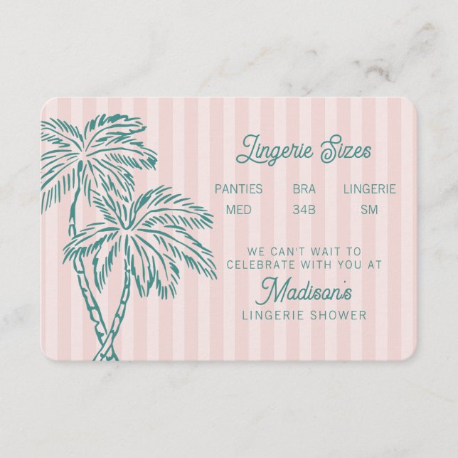 Carte D'accompagnement Pink Palm Springs Pastel Beach Lingerie Insertion (Devant)