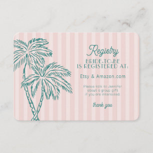 Carte D'accompagnement Pink Palm Springs Pastel Beach Registry Insérer