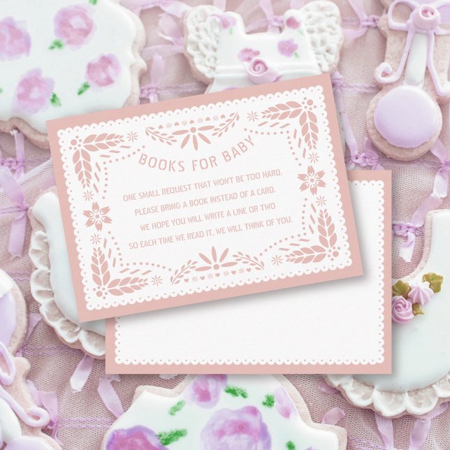 Carte D'accompagnement Pink papel picado Livres pour Baby girl shower (Créateur téléchargé)