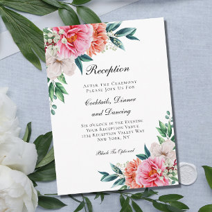 Carte D'accompagnement Pink Peach Floral Wedding Reception Enclosure Card