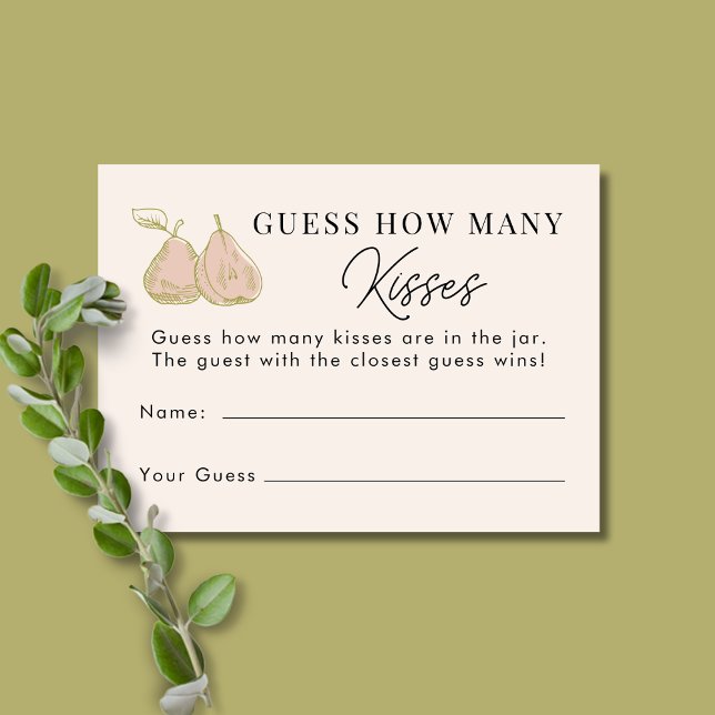 Carte D'accompagnement Pink Pear Guess How Many Kisses Bridal Shower Game (Créateur téléchargé)
