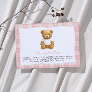 Carte D'accompagnement Pink Preppy Teddy Bear Baby showers Livres pour bé
