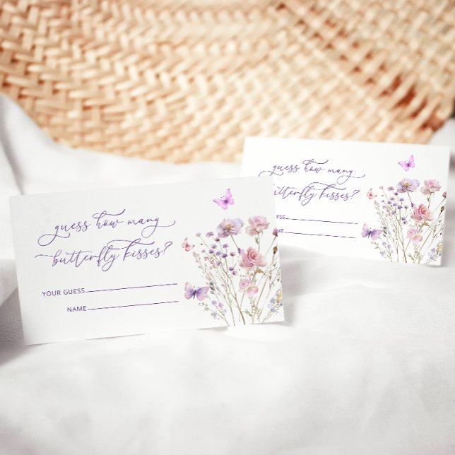 Carte D'accompagnement Pink Purple Floral Devinez Combien De Baisers À Pa (Créateur téléchargé)