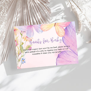 Carte D'accompagnement Pink Purple Floral Oh Baby Butterfly Baby shower