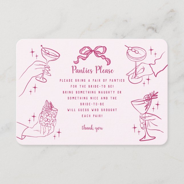 Carte D'accompagnement Pink Retro Cocktail Parties culottes S'il vous pla (Devant)