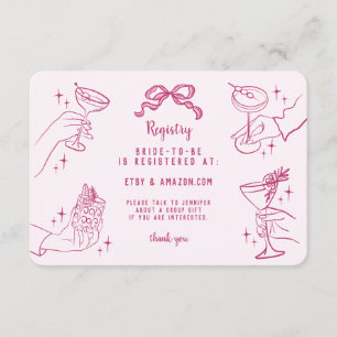 Carte D'accompagnement Pink Retro Cocktail Party Bridal Registre Insérer