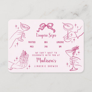 Carte D'accompagnement Pink Retro Cocktail Party Lingerie Tailles Inserti