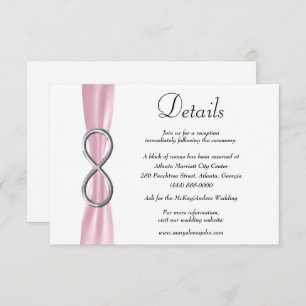 Carte D'accompagnement Pink Ribbon Silver Infinity Détails du Mariage