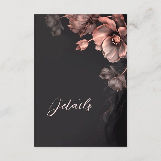 Carte D'accompagnement Pink Shiny Metallic Black Floral Details (Devant)