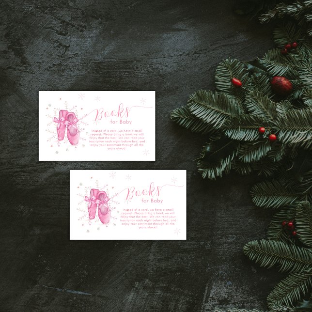 Carte D'accompagnement Pink Snowflake Ballerina Books For Baby Shower (Pink Snowflake Ballerina Books For Baby Shower Enclosure Card)