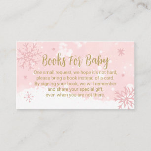 Carte D'accompagnement Pink Snowflakes Girl Baby shower Livres Pour Bébé