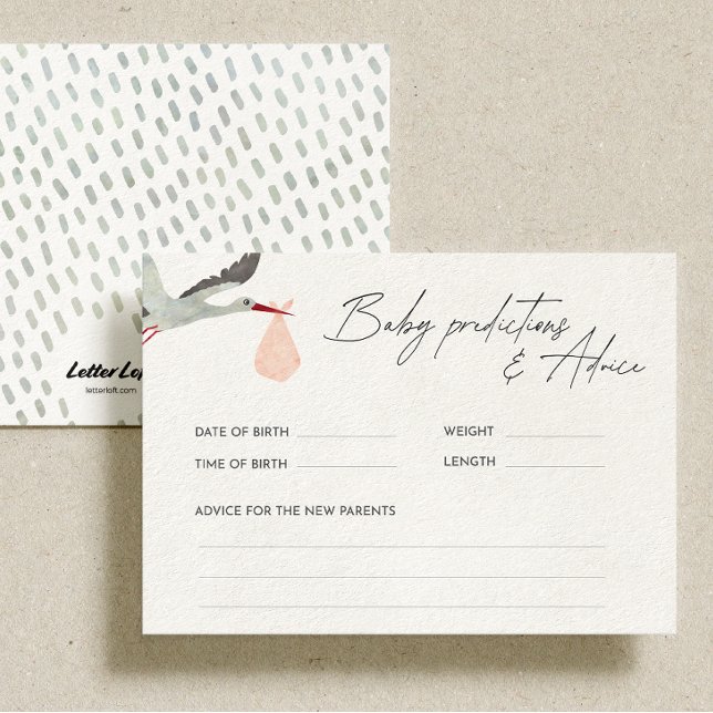 Carte D'accompagnement Pink Stork Baby Predictions et conseils jeu (Créateur téléchargé)