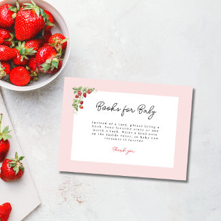 Carte D'accompagnement Pink Strawberry Baby Shower Books for Baby