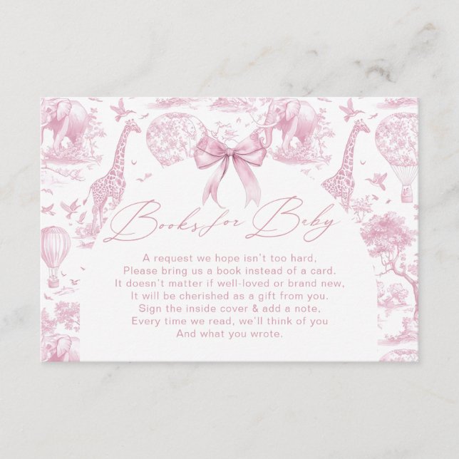 Carte D'accompagnement Pink Toile Safari Animal Books For Baby (Devant)