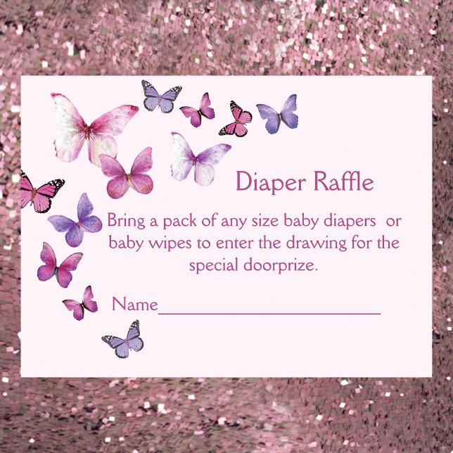 Carte D'accompagnement Pink Un Petit Baby shower Papillon Déchets Raffle (Créateur téléchargé)