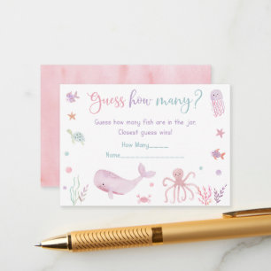 Carte D'accompagnement Pink Under the Sea Anniversaire Devinez combien de