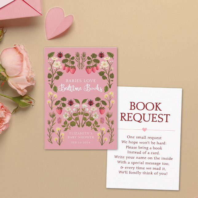 Carte D'accompagnement Pink Valentine's Day Books for Baby shower Request (Créateur téléchargé)