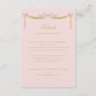 Carte D'accompagnement Pink Vintage Paris Bow Swag Détails