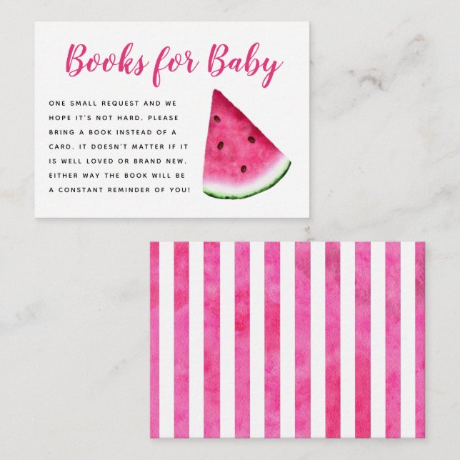 Carte D'accompagnement Pink Watermelon Baby shower Demande de réservation (Devant / Derrière)