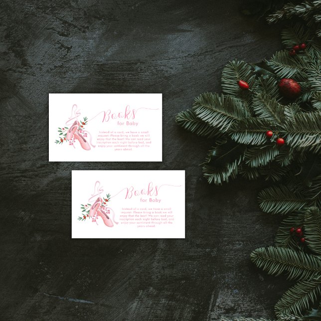Carte D'accompagnement Pink Winter Ballerina Tutu Books For Baby Shower  (Pink Winter Ballerina Tutu Books For Baby Shower Enclosure Card)