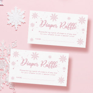 Carte D'accompagnement Pink Winter Wonderland Baby shower Déchets Raffle