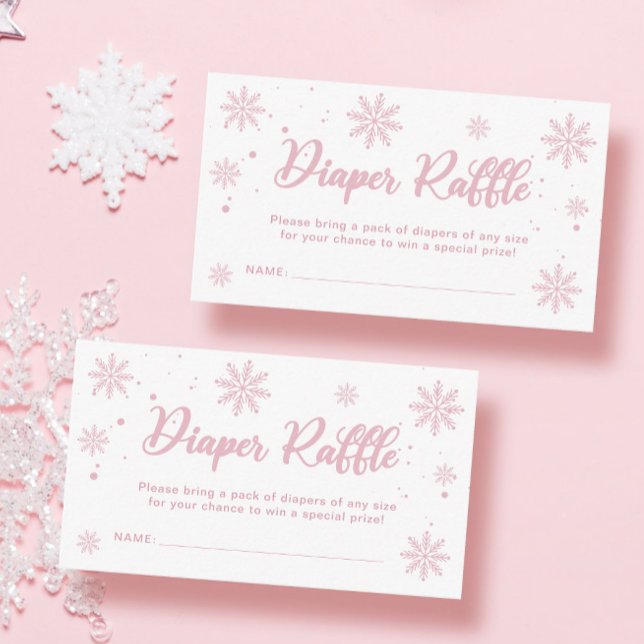 Carte D'accompagnement Pink Winter Wonderland Baby shower Déchets Raffle (Créateur téléchargé)