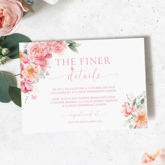 Carte D'accompagnement Piper Peony Floral Butterfly Détails de la Fête de (The Finer Details Card Butterfly Piper Peony )