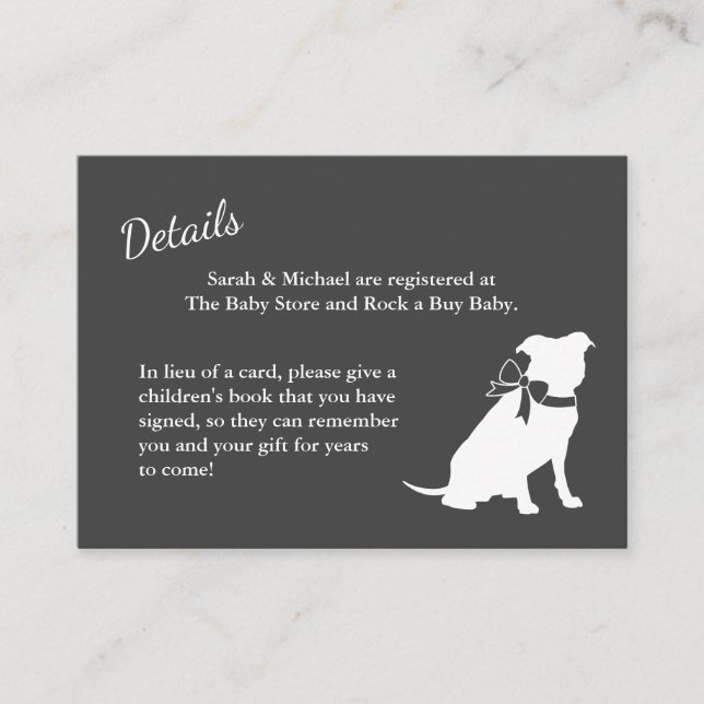 Carte D'accompagnement Pit Bull Chien Baby shower Puppy Pitbull (Devant)