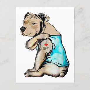 Carte D'accompagnement Pitbull Chien I Love Papa Tattoo drôle Famille