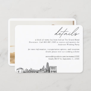 Carte D'accompagnement Pittsburgh Mariage Hotel Détails du bloc de chambr