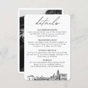 Carte D'accompagnement Pittsburgh Mariage Petits détails verticaux