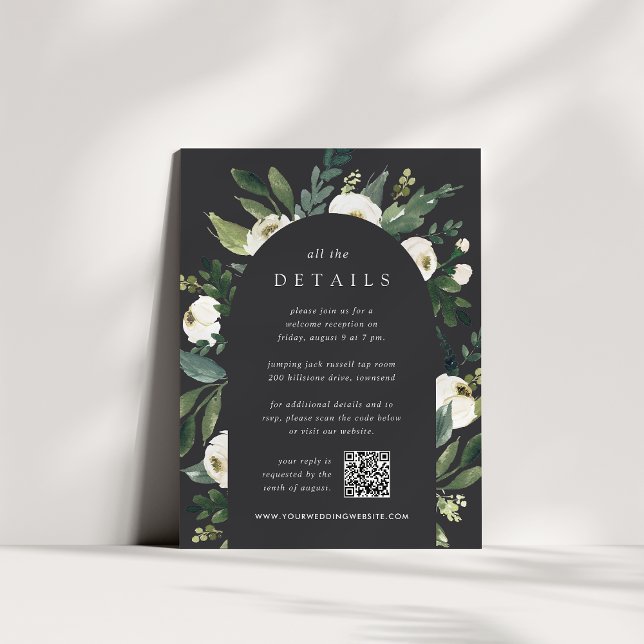 Carte D'accompagnement Pivoine blanche | Détails de mariage floral aquare (Créateur téléchargé)