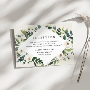 Carte D'accompagnement Pivoine blanche Réception de mariage floral aqua