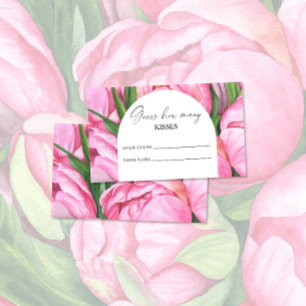 Carte D'accompagnement Pivoine florale - devinez combien de baisers jeu d