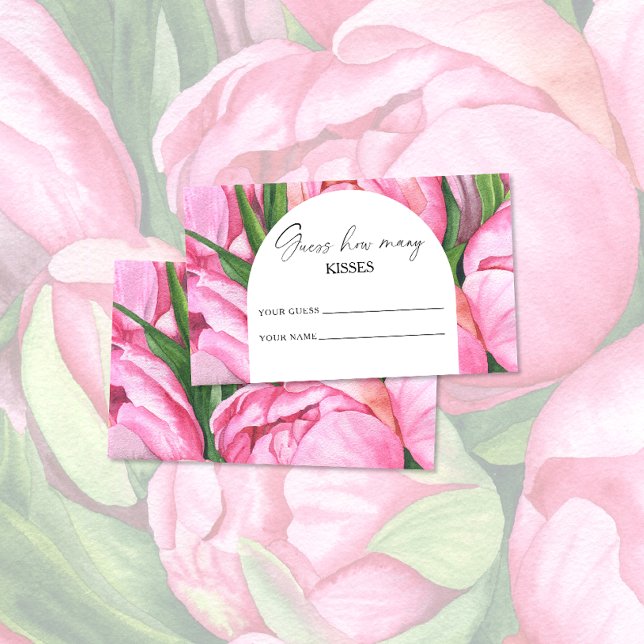 Carte D'accompagnement Pivoine florale - devinez combien de baisers jeu d (Créateur téléchargé)