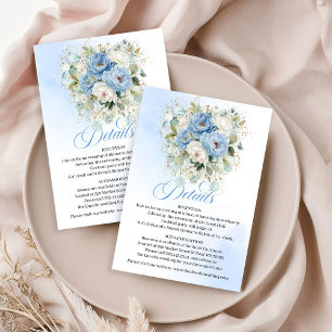 Carte D'accompagnement Pivoines de verdure bleues pastel modernes Détail