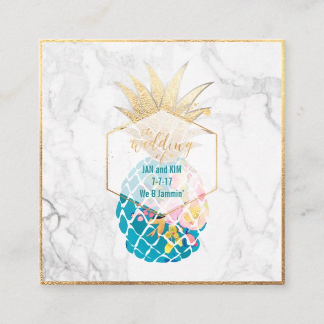 Carte D'accompagnement PixDezines Aloha Ananas/Or/Marbre/Boîtier (Devant)