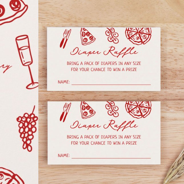 Carte D'accompagnement Pizza Baby shower à thème Déchets Raffle (Créateur téléchargé)