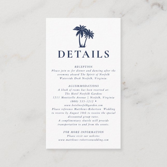 Carte D'accompagnement Plage aux palmiers détails marine Enclosure  (Devant)
