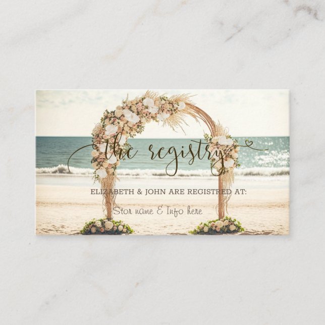 Carte D'accompagnement Plage Mariage Arbor Registre des Mariages Rose (Devant)