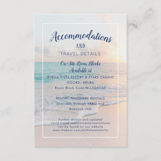 Carte D'accompagnement Plage Mariage Hébergements Bienvenue Dîner (Devant)